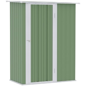 Outsunny 4.7' x 3' Metal Outdoor Storage Shed, Garden Utility Tool House with Double Lockable Door for Backyard, Patio, Lawn, Garage - 1 of 4