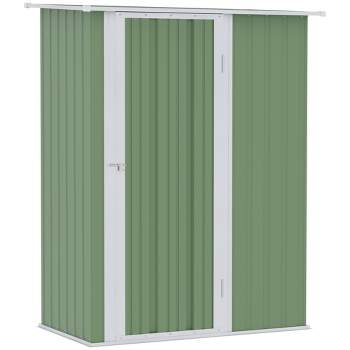 Outsunny 5' x 3' Metal Garden Storage Shed Tool house with Lockable Door for Backyard, Patio, Lawn