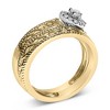 Haus of Brilliance 14K Yellow Gold Over Silver 1/5 Cw Diamond Halo Engagement and Wedding Band Set - 4 of 4