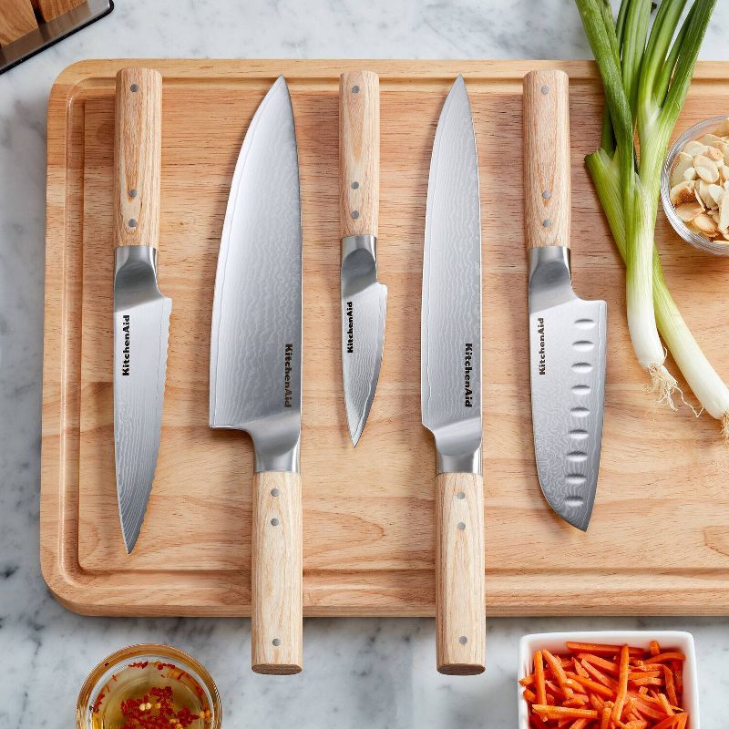 KitchenAid Premium 6pc Ash Wood Block Knife Set, 3 of 8