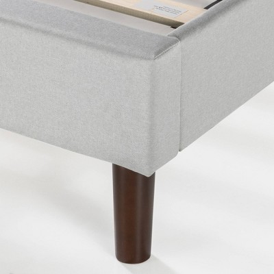 Queen Gray Upholstered Platform Bed Frame with Tufted Headboard