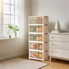 Plastic Folding Storage Cabinet with Electroplated Handle and Paper Corner Protection, Wooden Storage Stool, Home Storage, Bedroom Storage - 2 of 4