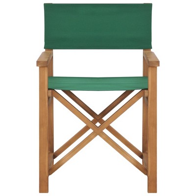 Foldable Teak Wood Director Chair with Green Fabric Seat and Backrest