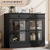 Acekool Sideboard Buffet Cabinet with Glass Doors, Drawer & Adjustable Shelves, 35.4" Modern Storage Cabinet for Dining Room Kitchen, White - 4 of 4