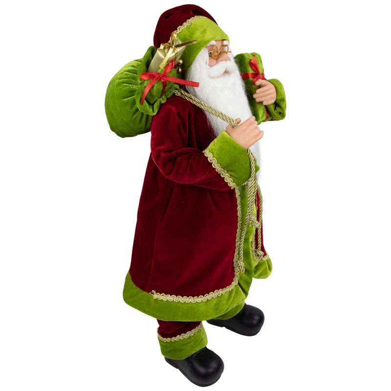 Northlight 24" Red and Green Santa with Present and Gift Bag Christmas Figure, 4 of 6