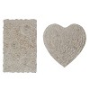 Bell Flower Collection Tufted Bath Rugs, Extra Soft and Absorbent, Non-Slip Bath Mats, Machine Washable Bathroom Mats, 2 Piece Set with Heart, Linen - 2 of 4