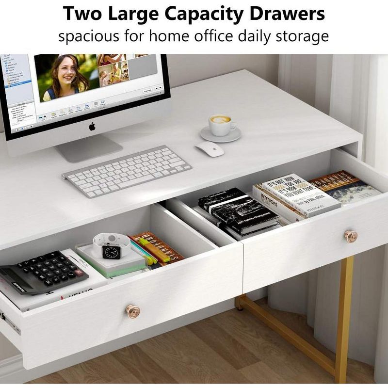 Tribesigns 47" Home Office Desk, Study Table with 2 Storage Drawers, Makeup Vanity Console Table, 5 of 7