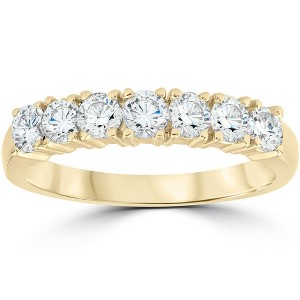 Pompeii3 1ct Diamond Wedding Ring Anniversary 14k Yellow Gold 7-Stone Womens Band - 1 of 4