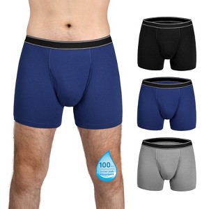 TIICHOO Washable Incontinence Underwear for Men with Front Fly Cotton Leakproof Underwear 3 Pack - 1 of 4