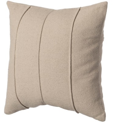 16" Handwoven Cotton Throw Pillow Cover Flat Natural Design, Insert Included