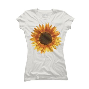 Junior's Design By Humans Sunflower By Maryedenoa T-Shirt - 1 of 3
