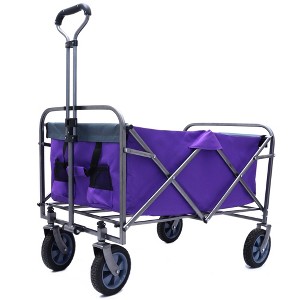 SKRAN Folding Wagon, Heavy Duty Utility Beach Wagon Cart with Big Wheels, Adjustable Handle Drink Holders for Camping and Outdoor - 1 of 4