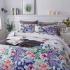 Queen Quilt Set, 3 - Piece, Lightweight Microfiber Coverlet with Violet Purple Floral Pattern, for All Seasons - 3 of 4