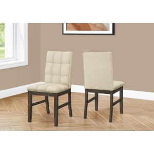 Monarch Specialties Dining Chair 37 inch Height Set Of 2 Upholstered Dining Room Kitchen Cream Fabric Grey Solid Wood Transitional - 1 of 4