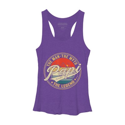 Women's Design By Humans Vintage Sunset Papi, The Man, Myth, Legend By COVI Racerback Tank Top