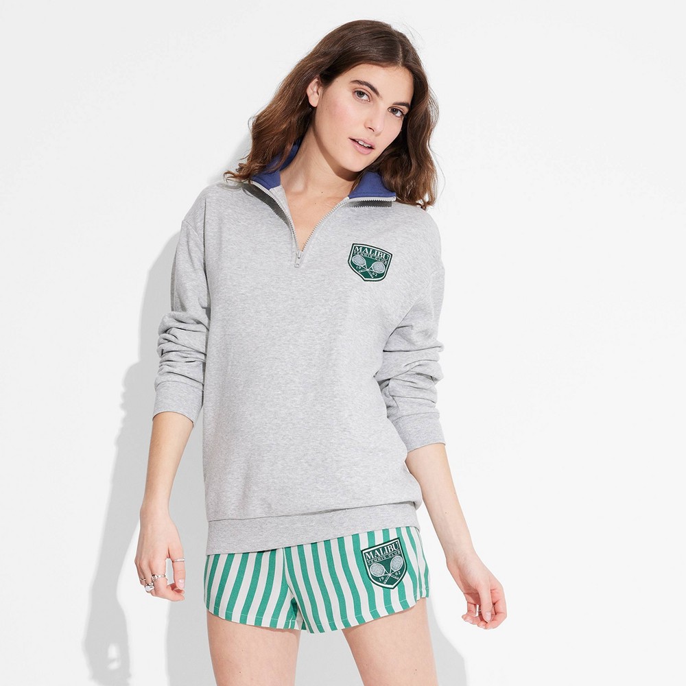 Women's Malibu Tennis Club Graphic Sweatshirt - Heather Gray L