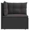 VidaXL Patio Corner Sofa with Cushions Black Poly Rattan - 4 of 4