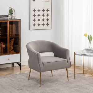 SEYNAR Modern Tufted Velvet Accent Chair with Wingback, Arms, and Metal Gold Legs for Living Room or Bedroom - 1 of 4