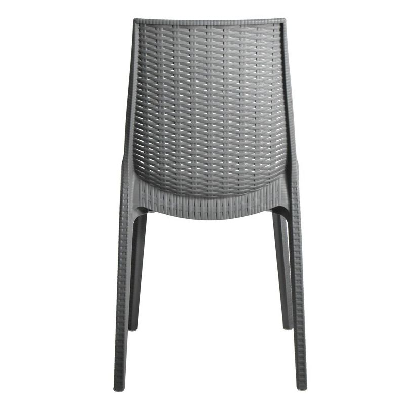 LeisureMod Kent Modern Outdoor Plastic Dining Chair Stackable Design Set of 4, 5 of 10