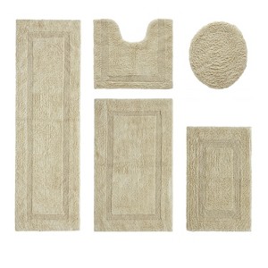 Lux Premium 100% Cotton Tufted Solid Reversible 5 PC Bath Rug Set – Ultra-Soft, Water-Absorbent, Durable, Machine Washable Bathroom Rug - 1 of 4