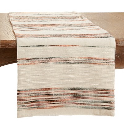 Saro Lifestyle Long Table Runner With Stripe Design, Multicolored, 16