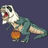 Women's Design By Humans Trex Ghost Costume Design Funny Halloween Dinosaur By Threadlets Racerback Tank Top - 2 of 3