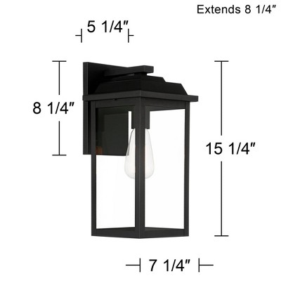 Eastcrest Textured Black Steel Outdoor Wall Light with Clear Glass Panels