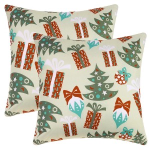 Unique Bargains Home Office Sofa Chair Couch Christmas Printed Velvet Throw Pillow Covers Set of 2 - 1 of 4