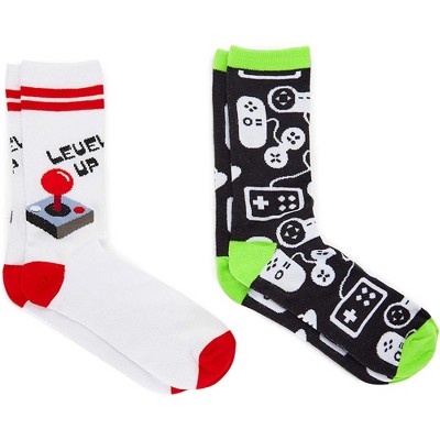 Zodaca Video Game Lovers Crew Socks for Girls, Fun Gift Set (One Size, 2 Pairs)0