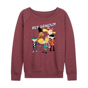 Women's - Hey Arnold! - Group Shot Lightweight French Terry Wide Neck Long Sleeve Shirt - 1 of 4