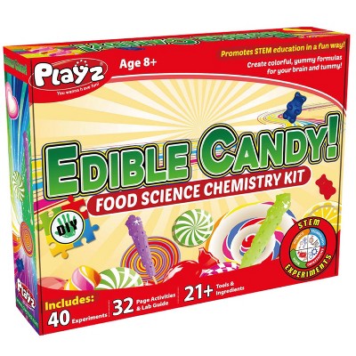 Playz Edible Candy! Food Science Stem Chemistry Kit - 40+ DIY Make Your Own Chocolates and Candy Experiments for Boy, Girls, Teenagers