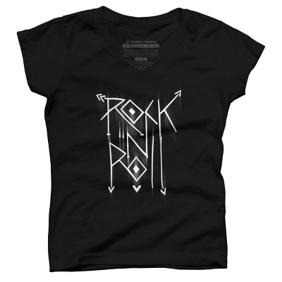 Girl's Design By Humans Rock N Roll White By alnavasord T-Shirt