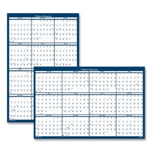 Recycled Poster Style Reversible/Erasable Yearly Wall Calendar, 66 x 33, White/Blue/Gray Sheets, 12-Month (Jan to Dec): 2026 - 1 of 3
