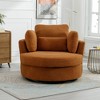 Hrinhom 42" W Upholstered Barrel Chair,Faux Shearling Swivel Sofa Chair With Metal Base - 3 of 4