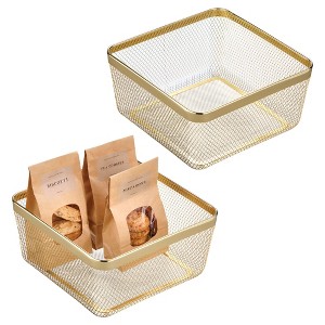 Metal Mesh Pantry Basket for Kitchen Storage - Set of 2 - Gold - 1 of 4