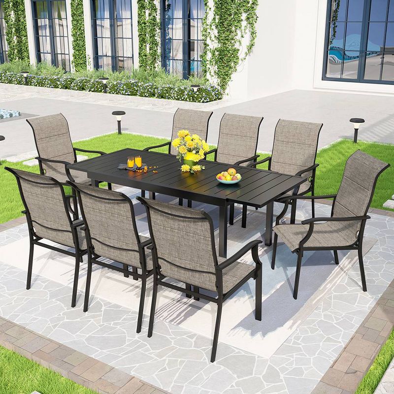 9pc Patio Dining Set with Expandable Steel Table &#38; Padded Arm Chairs - Captiva Designs, 1 of 14