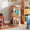 Infans Kids Rotating Bookshelf Round Spinning Corner Bookcase w/Bear Baffles Coffee - 3 of 4