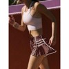 Clotth Womens Workout Gym Shorts Running Pleated Stylish Contrast Stitch Elastic Waist Athletic Quick Dry Shorts - 3 of 4
