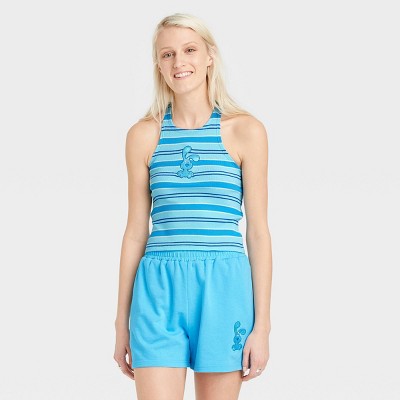 women's blue sleeveless top