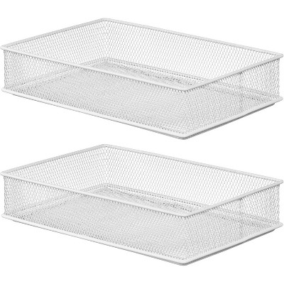 YBM Home White Mesh Drawer and Desk Organizer Tray, Pack of 2