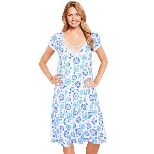 JEFFRICO Womens Nightgowns Sleepwear Soft Pajama Dress Nightshirts - 1 of 4