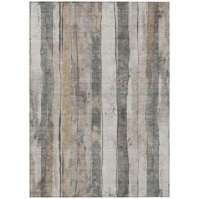 HomeRoots 10' X 14' Beige And Gray Striped Washable Indoor Outdoor Area Rug