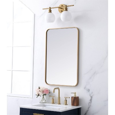 Evermore Contemporary 20x30" Gold Wood Bathroom Vanity Mirror