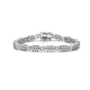 Guili Sterling Silver CZ Bracelet in White, Pink, or Blue—Classic, Sparkling, and Perfect for a Glamorous Touch to Any Look. - 1 of 4