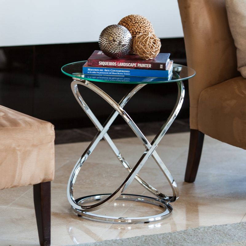 20.5" Round Galaxy Clear Tempered Glass End Table - Danya B., 3 of 5