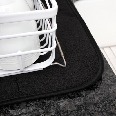 Black Microfiber Reversible Foldable Dish Drying Mat Set
