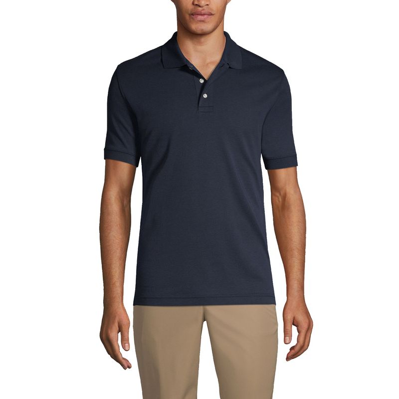 Lands' End School Uniform Men's Short Sleeve Tailored Fit Interlock Polo Shirt, 1 of 5