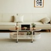 VYNXARIA Stylish Movable Oval Glass Coffee Table with Storage - 3 of 4