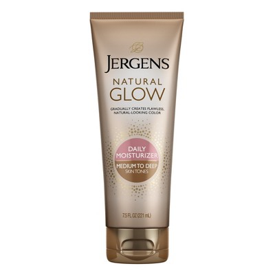 Jergens Natural Glow Daily Moisturizer Self Tanner Body Lotion Sunless Tanning - Medium To Tan - 7.5 fl oz
