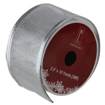 Northlight Textured Silver Christmas Wired Craft Ribbon 2.5" x 10 Yards